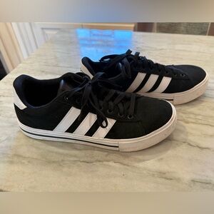 Adidas Men's Black Sneakers with White Stripes